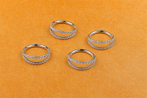 ASTM F136 Titanium Jewelry Hinged Segments Double Row Gemstone Ring Helix Earring Body Piercing Jewelry ASTM F136-W58